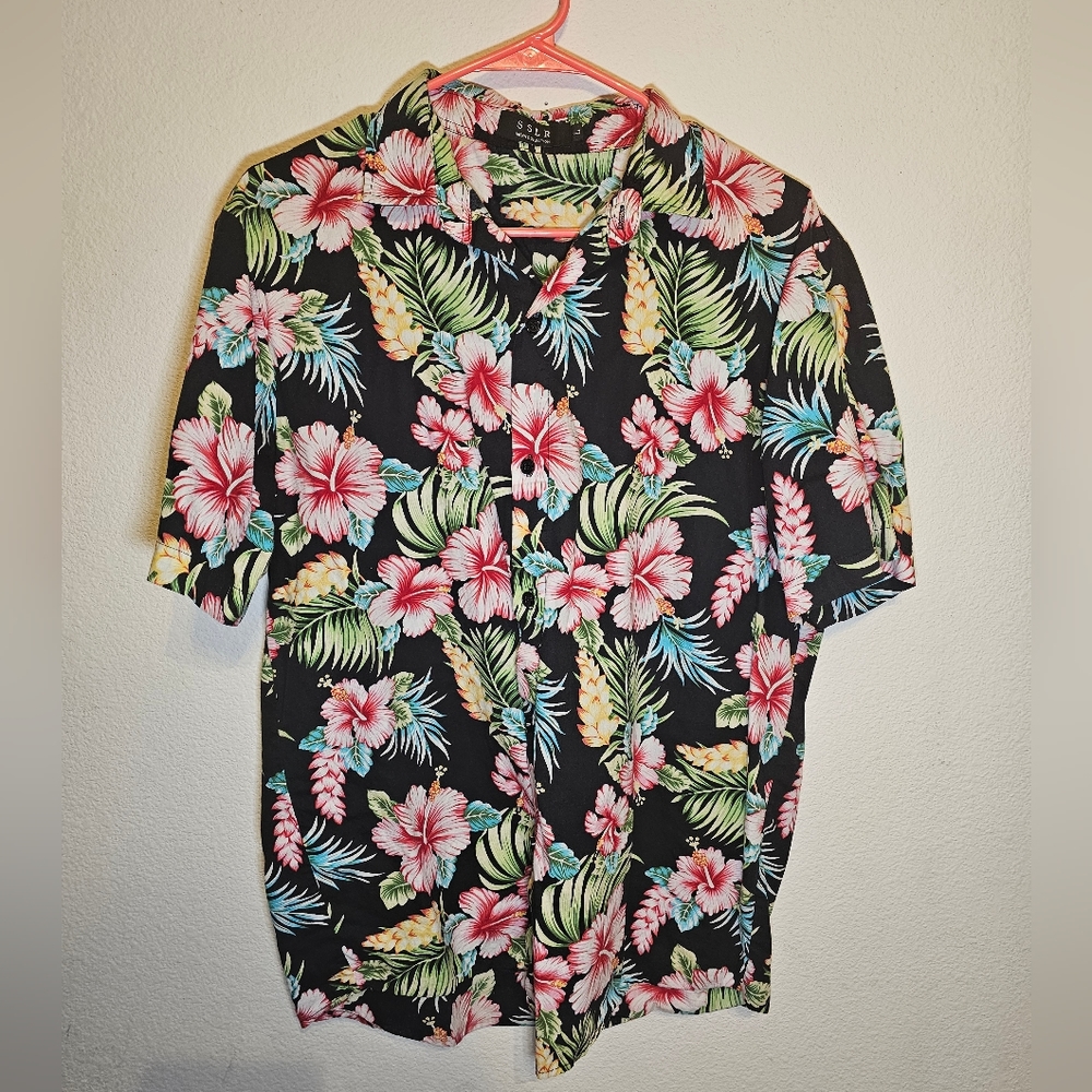 SSLR Men’s L Collection Aloha Hawaiian Print Shirt